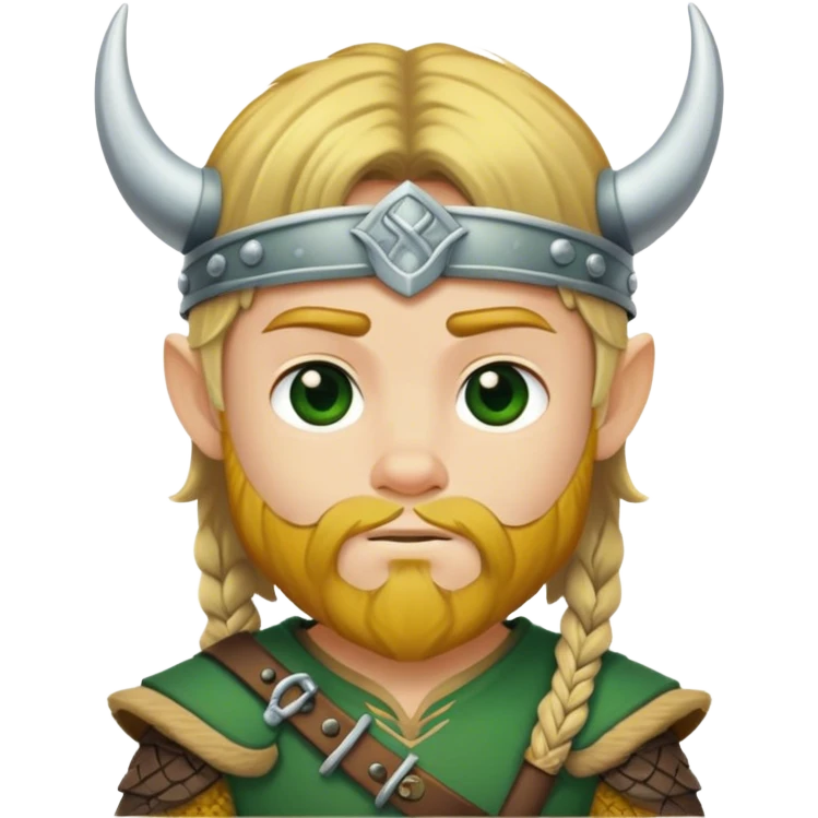 Viking boy green and gold emoji