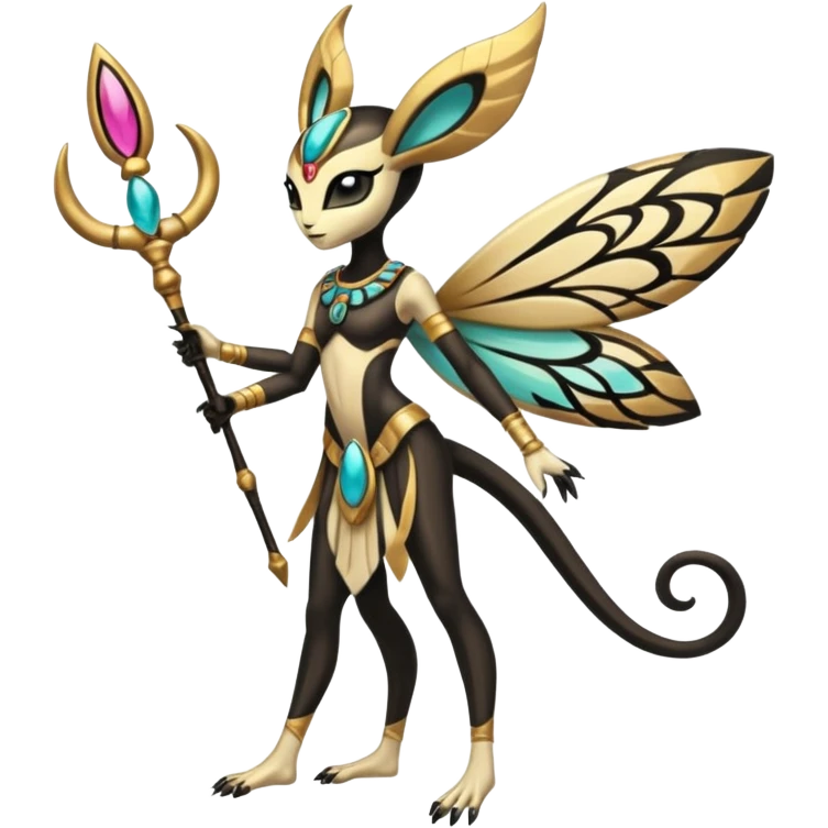 Ancient Egyptian Tribal Exotic Colorful Tropical Meloetta-Venom-Heliolisk-Helioptile-fusion, full body, tribal markings  emoji