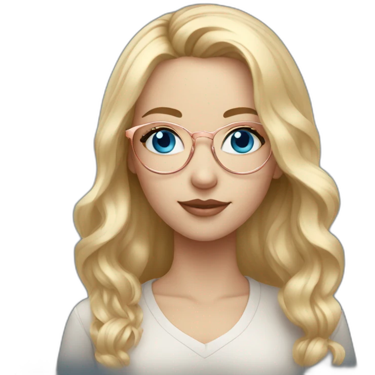 A Russian Girl with Blue eyes, Rosegold glasses and Blond hair emoji