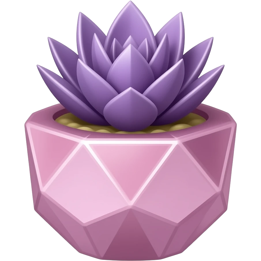 Purple Succulent plant in pink glass crystal pot emoji