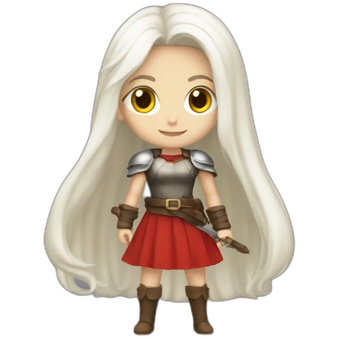 rpg-girl-with-long white-hair and red skirt emoji
