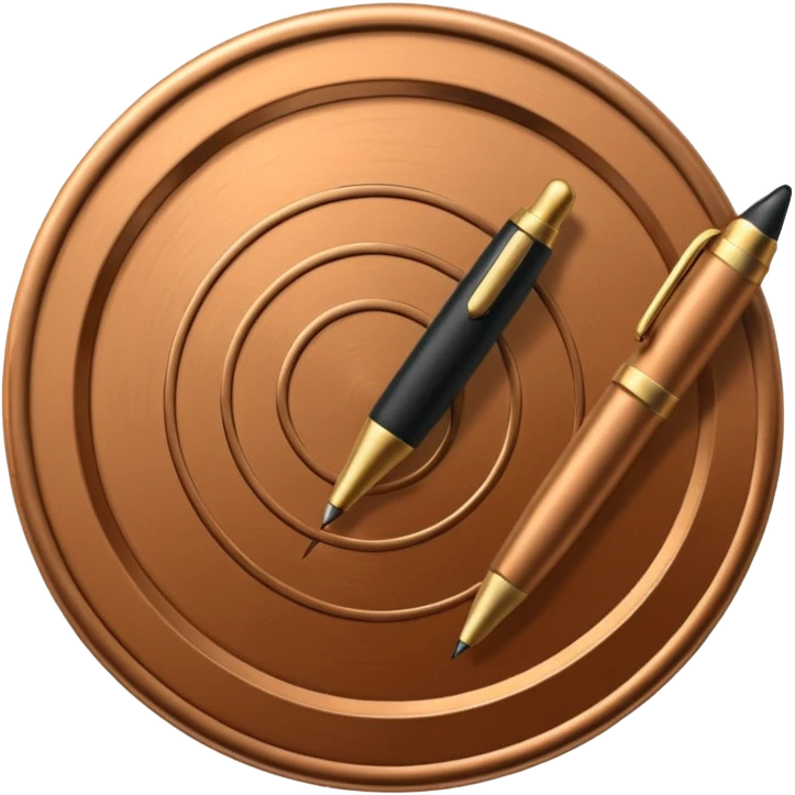 generate a token like a regular, real-life coin with an image of a pen in the middle emoji