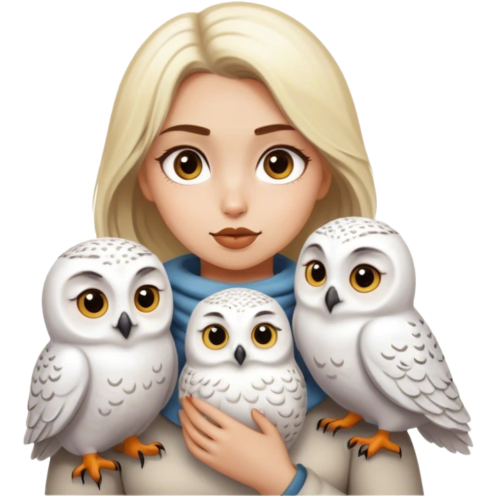Dirty blonde girl with snowy owls emoji