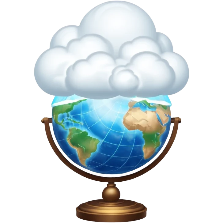 a large cloud with a glowing meridian globe emoji