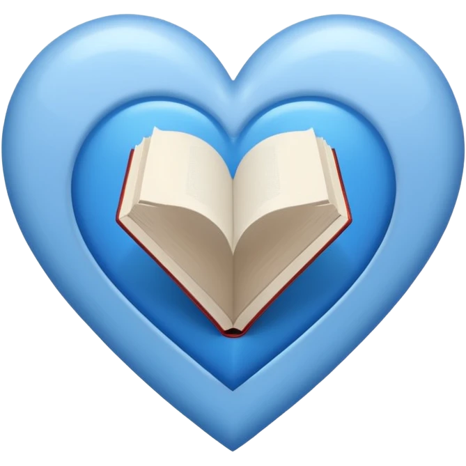  Blue and white heart + books on the left side of heart emoji