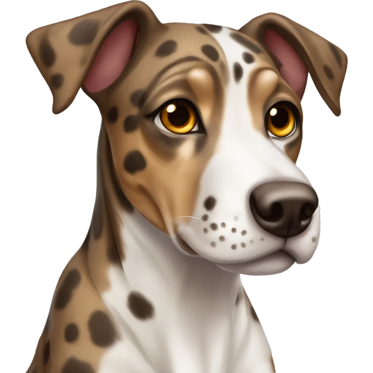brown and white Catahoula leopard dog emoji