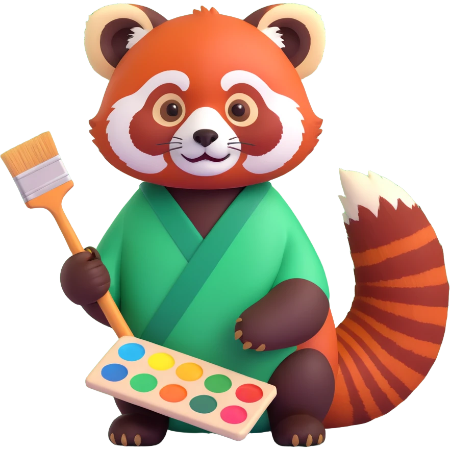 red panda with brush and pallet emoji