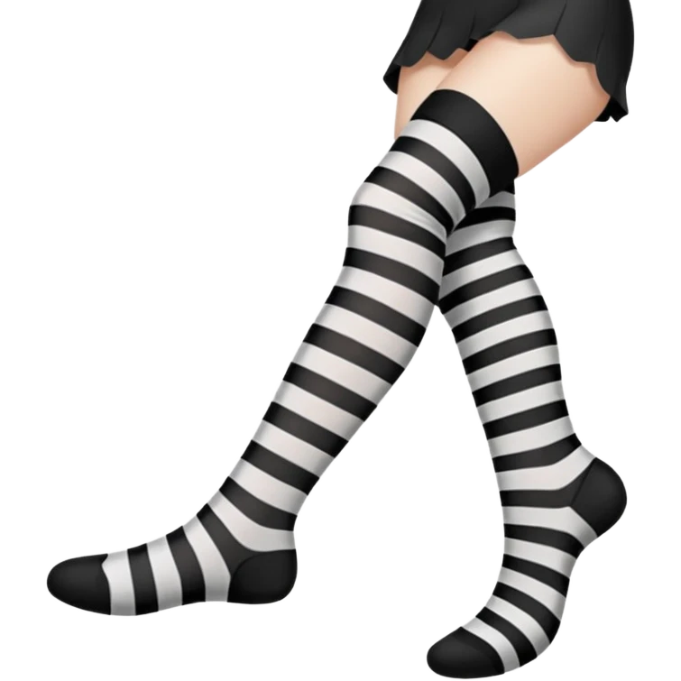 black and white striped stockings with two holes on each leg of white skin, no shoes emoji