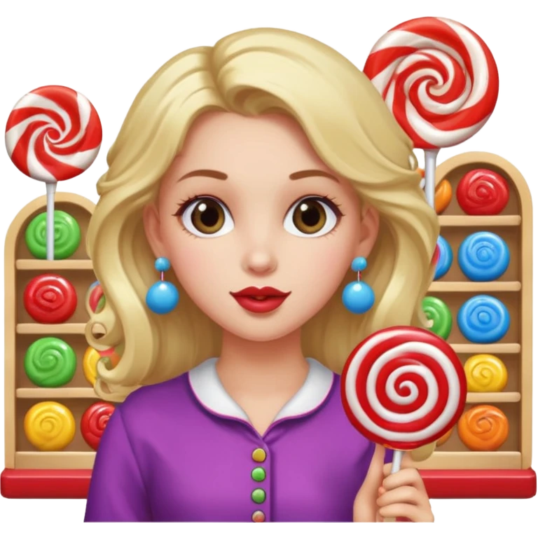 very pretty candy shop girl face with unique hair and earrings emoji