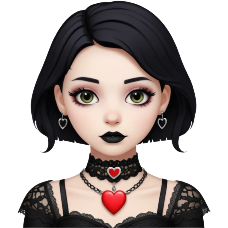 goth themed heart with a black lace choker emoji
