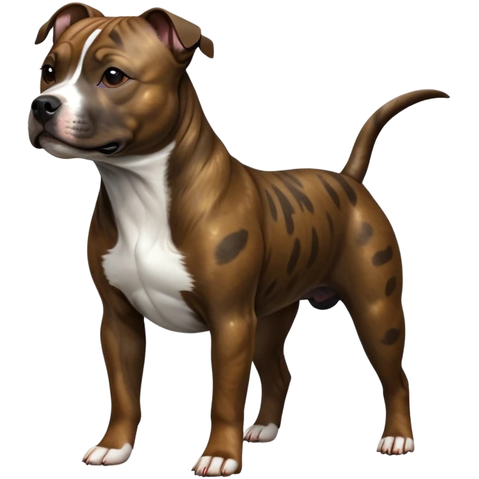 cinematic-[Staffordshire bull terrier]-realistic-full-body-standing-emoji,-tail-resting-loosely-beside-its-paws,-head-tilted-dramatically, -sleek-[brindle]-fur,-simplified-yet-realistic-focused-features,-highly-detailed,-glowing-with-an-almost-sarcastic-glow emoji