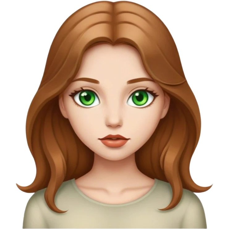девочка с зеленымы глазами, волосы русые и длинные, большие губы emoji