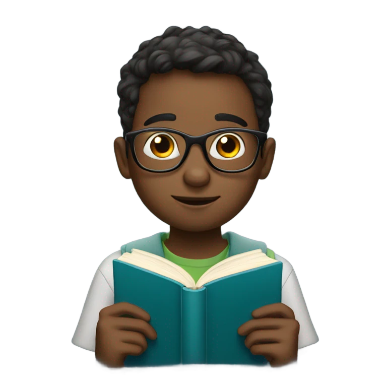 boy wear a glasses with reading a book emoji