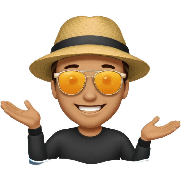 man happy satisfied with floatin arround emoji