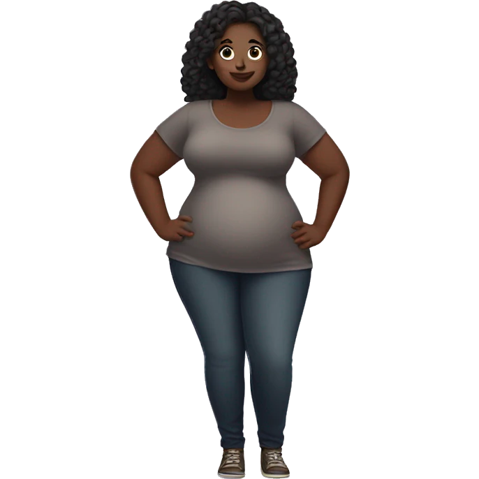 Curvy dark skinned woman with a big belly emoji