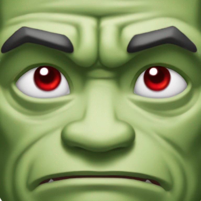 Create carcter of hulk with red eyes  emoji
