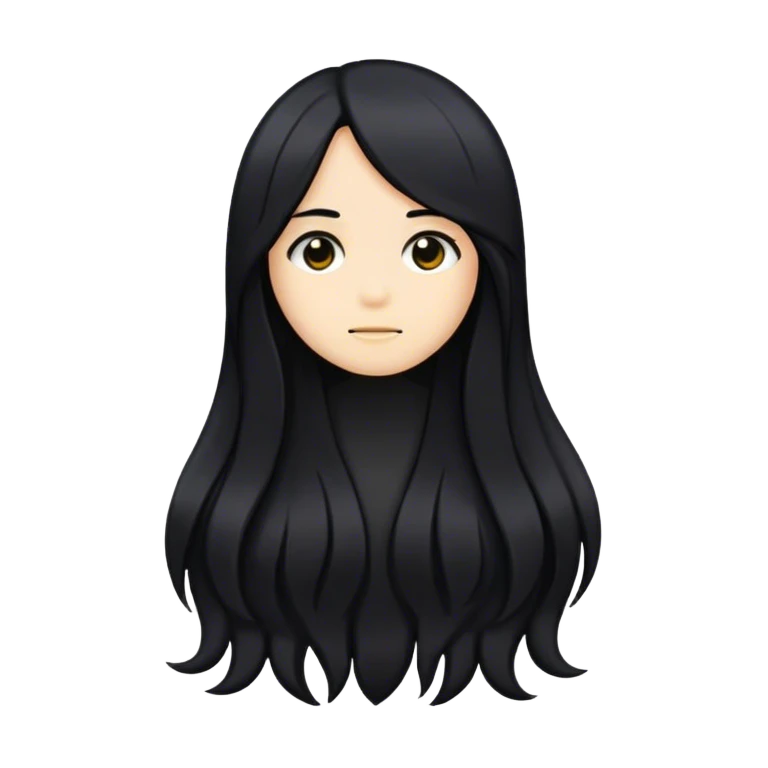 Pelo negro y largo emoji