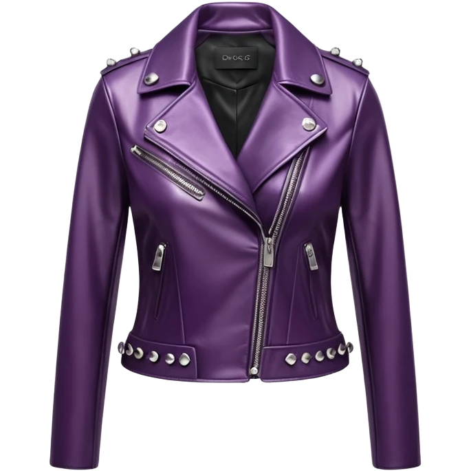 Dolce and gabanna brand Cropped midnight plum color leather detailed jacket for women with shiny gothic edgy style embellishments. 8k, 5000x5000px, 3D rendering, realistic, isolated still life, no emoji faces no emoji icons no human figures  emoji