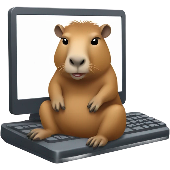Capybara on computer3.4 turn emoji