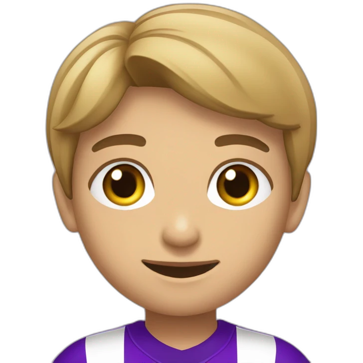 Niño Futbolista violeta con ribetes amarillos  emoji