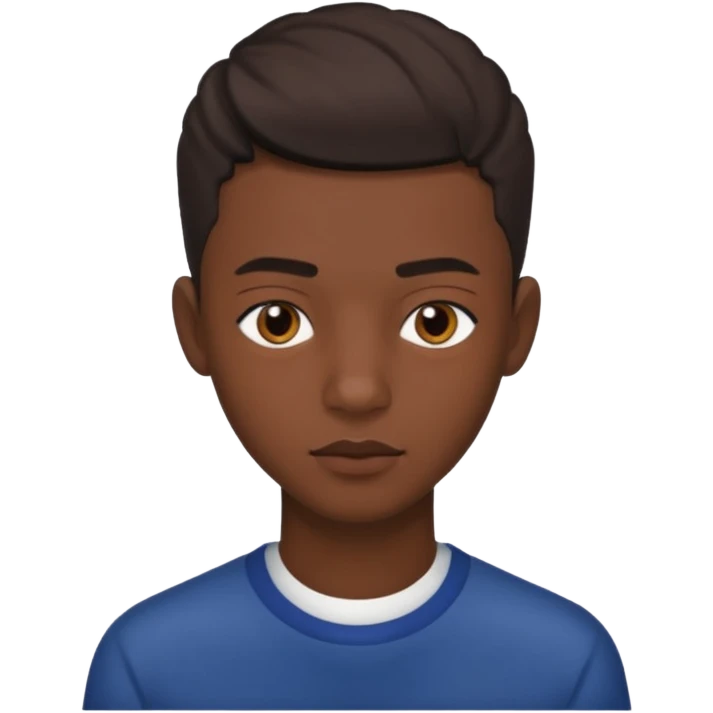 Une homme de 17 ans il a la peau noir foncé , des lèvres pulpeuses  . Il a un taper  emoji