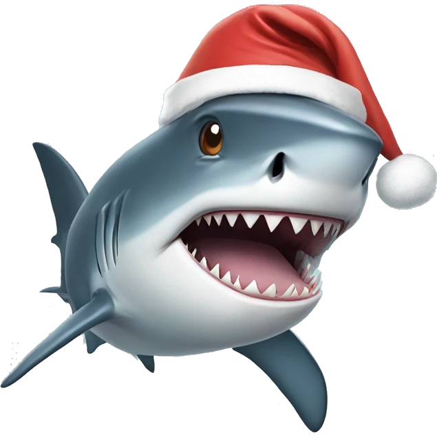 Shark with santa hat emoji