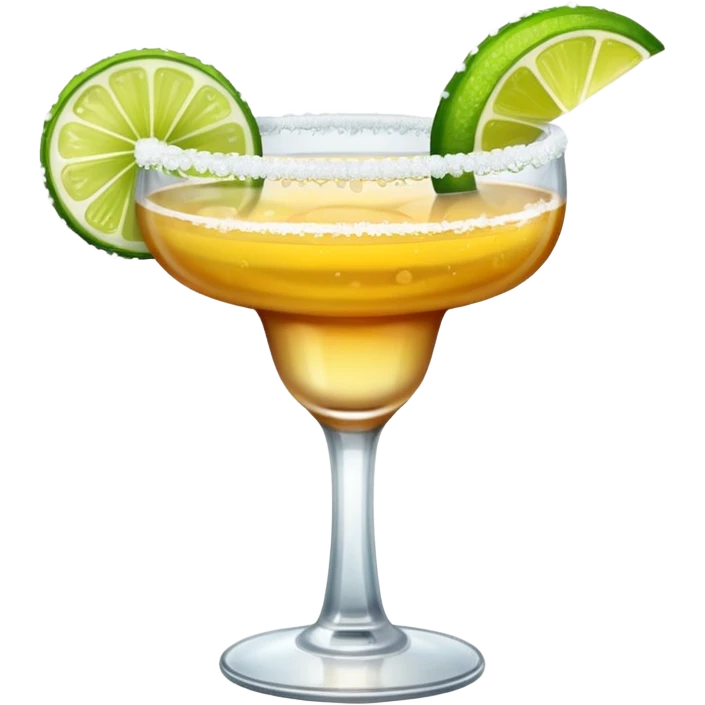 Margarita – glass with salted rim, lime wedge, cold drink emoji