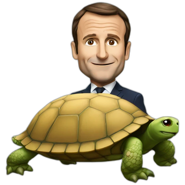 Macron sur tortue emoji