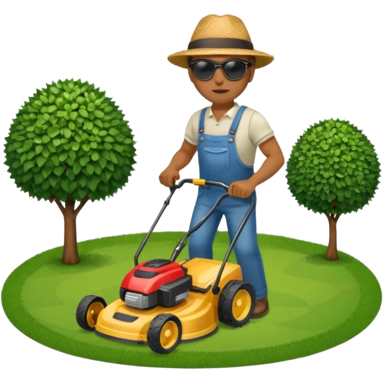 man mowing lawn emoji