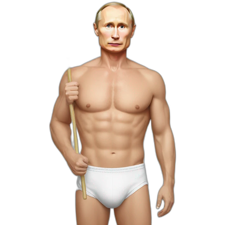 putin shirtless holds rainbow flag emoji