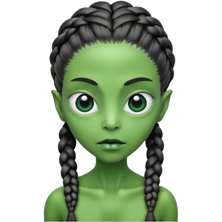 alien with braided hair emoji