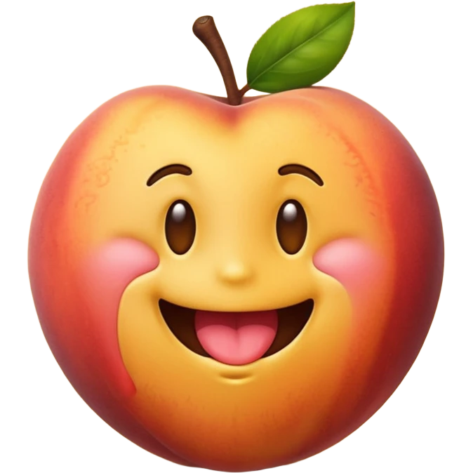 A smiley emoji licking a brown peach emoji emoji