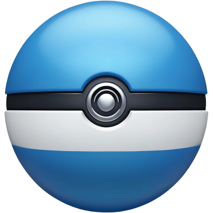 blue pokeball emoji, top half is a more saturated blue, bottom half is white, black stripe, with a metallic sheen emoji