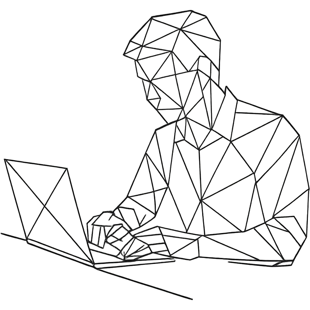 polygonal style line art of a person working, geometric lines emoji