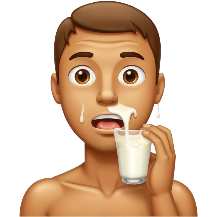 Man with milk dripping out mouth emoji
