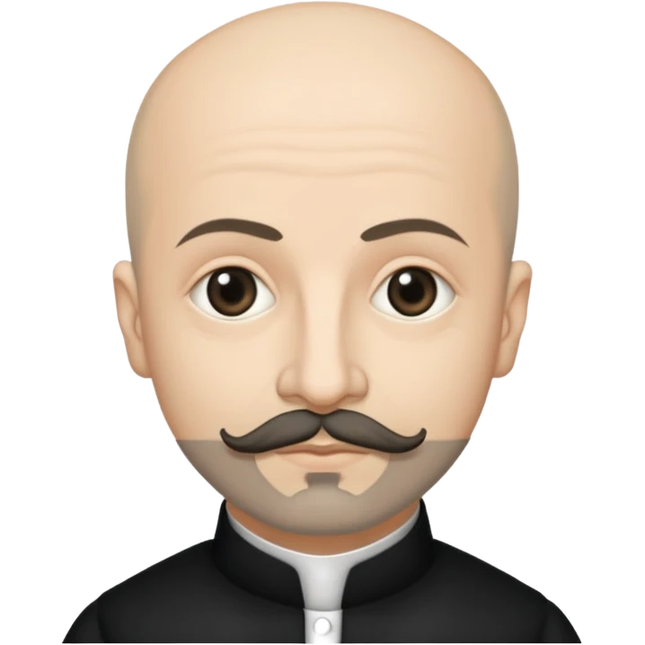 a hand drawn black outline portrait of philosopher Montaigne with similar-sized eyes based a famous portrait of him emoji
