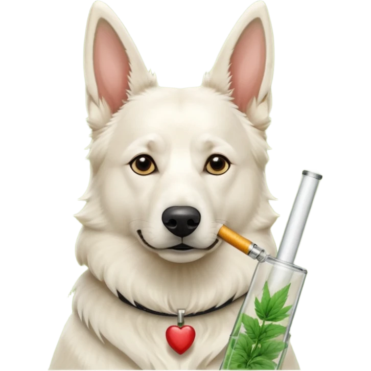 White belgian Shepard smoke weedbong emoji