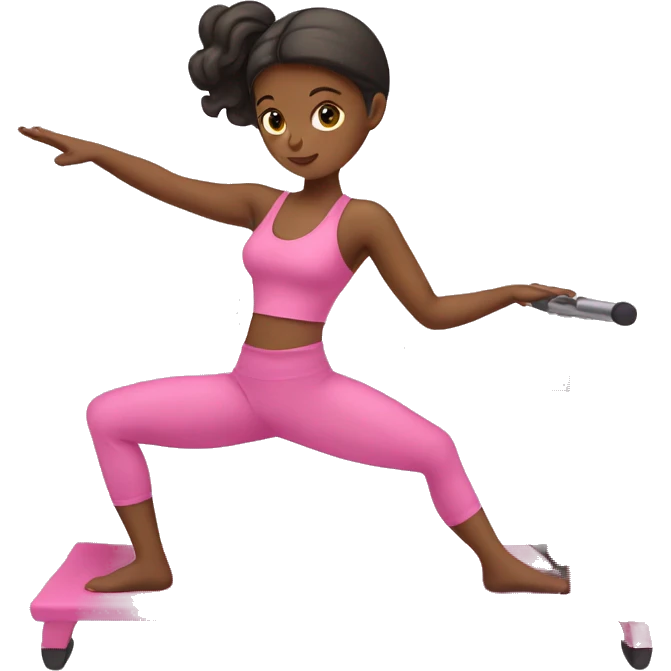 A girl doing Pilates with pink clothes  emoji