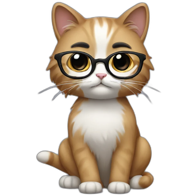 Cat with black and long hair wearing glasses  emoji