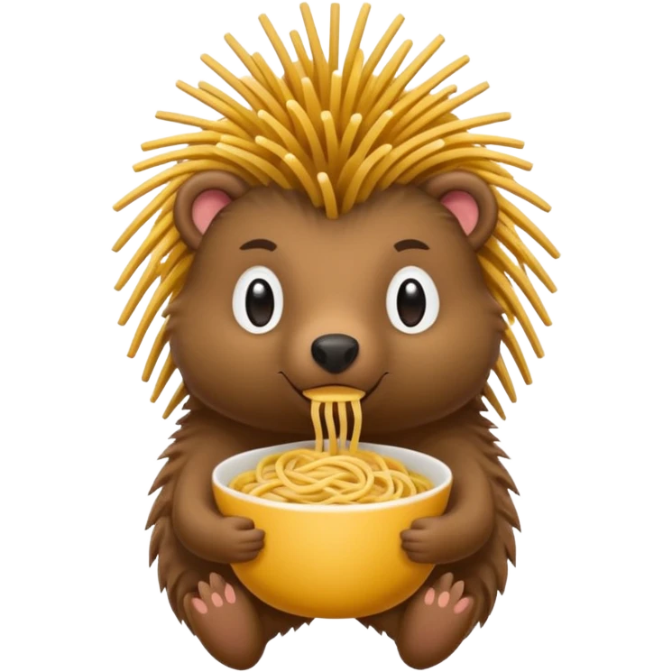Porcupine holding spaghetti  emoji