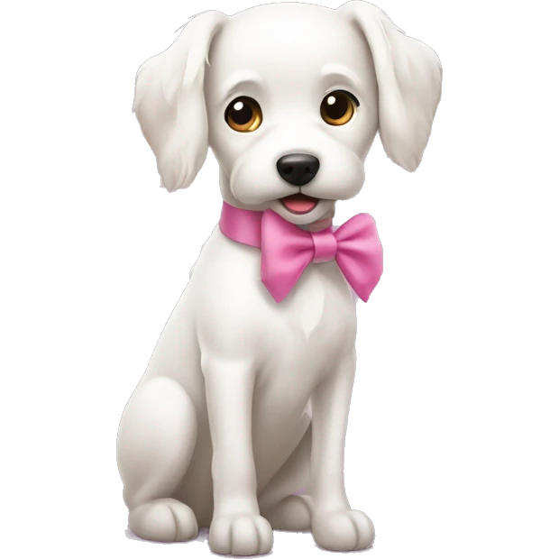 White dog with pink bow emoji