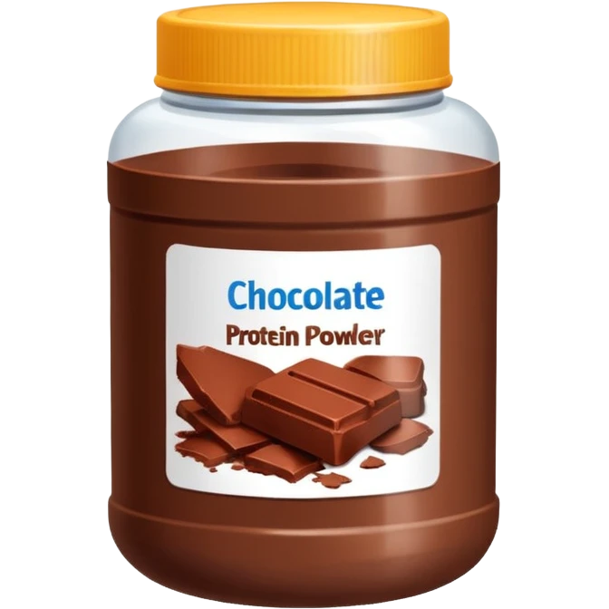 chocolate protein powder jar labeled chocolate picure icon emoji
