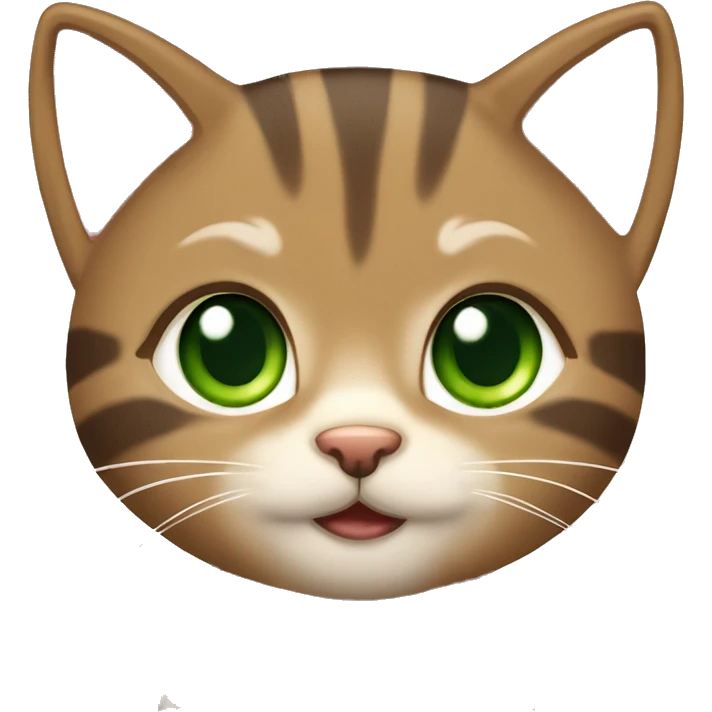 extremely cute kawaii brown tabby girl kitten with green eyes emoji