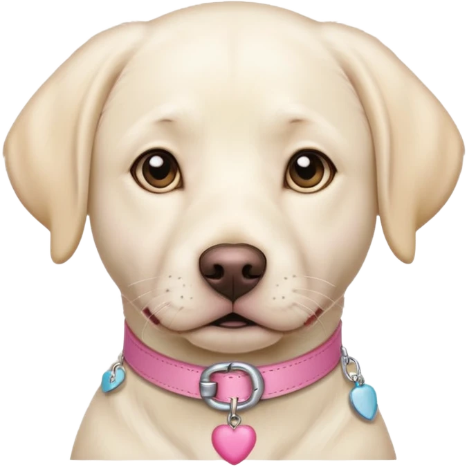 White Labrador with pink collar emoji