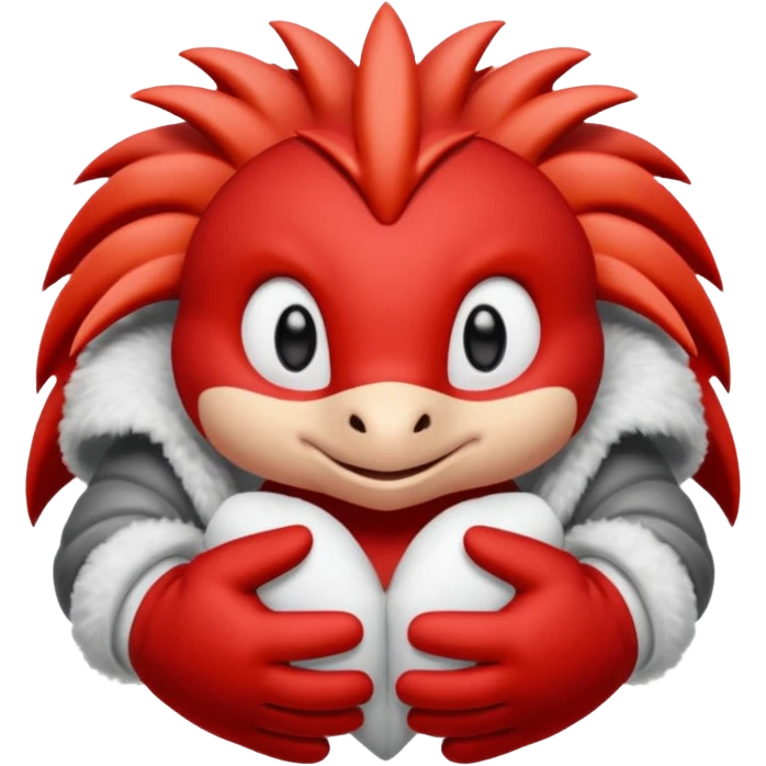 knuckles a red animal with peach arms and white mittens that have no fingers , he’s a echidna with red eyes emoji
