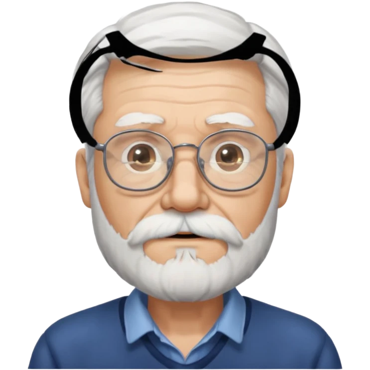 Old man, white hair and beard, glasses emoji