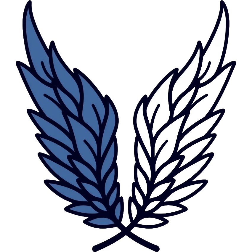 Wings of Freedom logo from Attack on Titan, overlapping blue and white wings, Survey Corps emblem emoji
