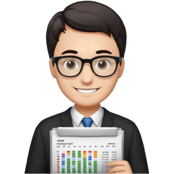 smile male dark short hair auditor with spreadsheet emoji emoji