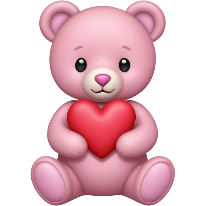 pink pastel teddy bear hold red heart emoji
