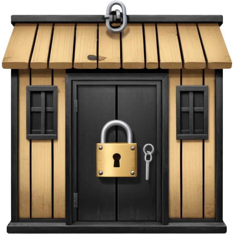 restaurant building with padlock, dark and closed, shut down emoji